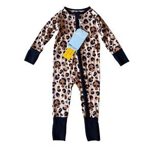 NWT 3-6M Little Legends Rad to the Bone Zip Sleeper Pajamas Skull Leopard Print